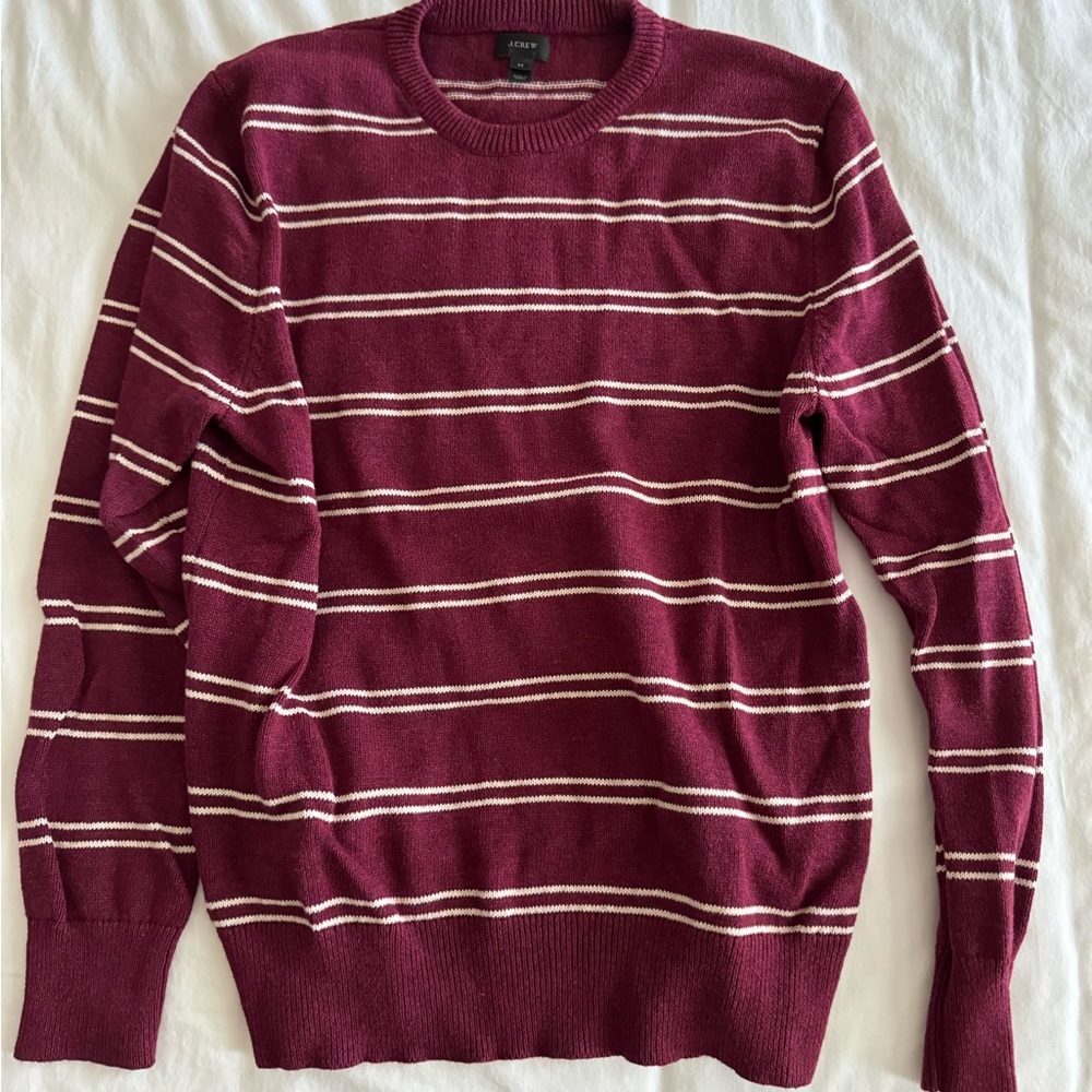 End maroon and cream striped sweater
